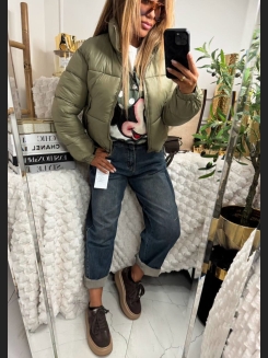 Kurtka puchowa khaki ze stójką  M